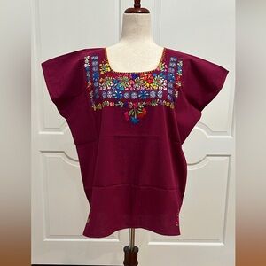 Hand Embroidered and deshilado Blouse, Boho, Hippie, Handmade. One of A Kind.